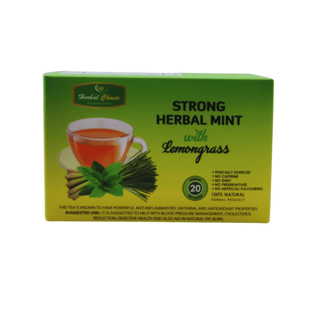 Strong Herbal Mint with Lemongrass Tea Herbal Choice Teas 20 Tea Bags